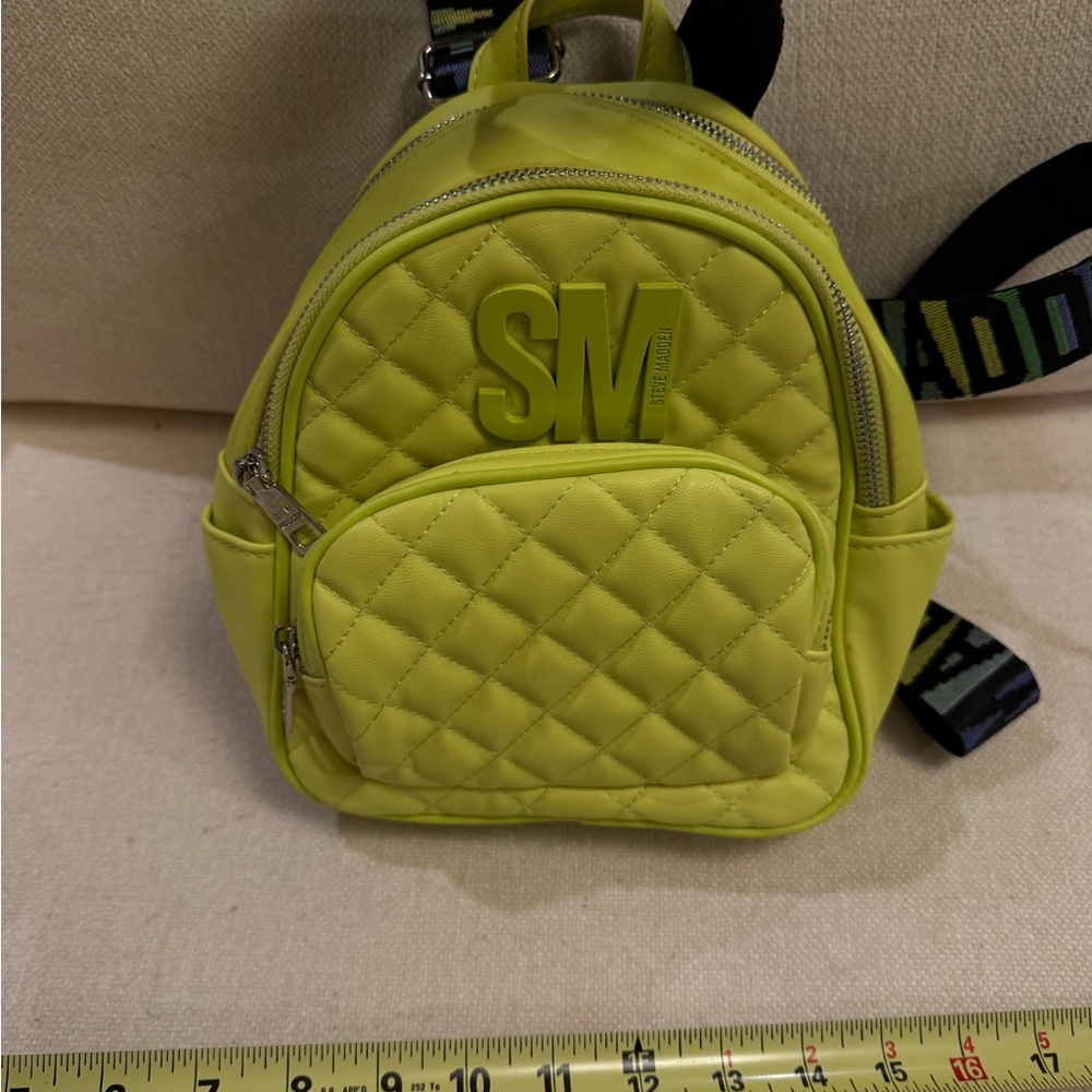 Steve Madden Lime Quilted Mini Backpack